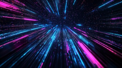 Obraz premium A 3D rendering representing binary data for digital systems representing the flow of data from servers or computer systems.