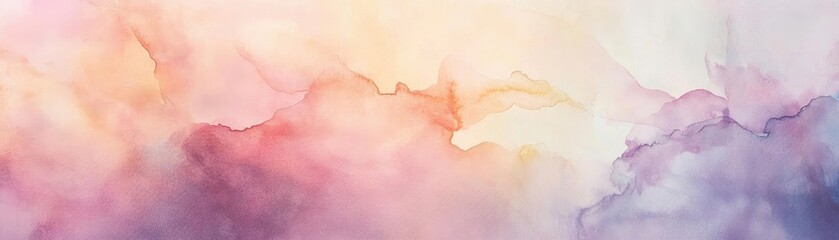 Fototapeta premium Beautiful abstract watercolor background with soft pastel shades of pink, purple, and gold. Ideal for art, design, and decoration.