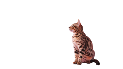 Cute Leopard Cat Sitting Photo Isolated on Png Background.