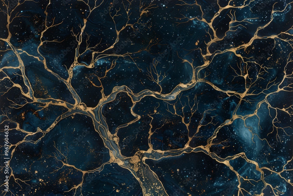 Aufkleber abstract universe golden threads of cosmic connection intertwined on a dark matter canvas