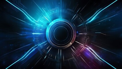Fototapeta premium blue and black colors glowing digital pattern futuristic abstract background