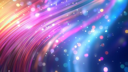 Fototapeta premium Featured is a computer-generated abstract background depicting fiber optic cables in 3D rendering with colorful new technology.