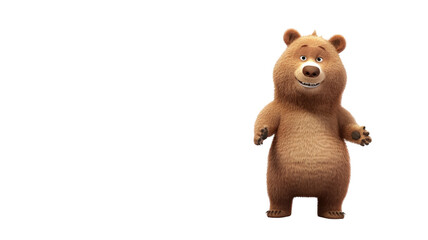 Obraz premium 3D Cute Brown Bear Isolated on Png Background.