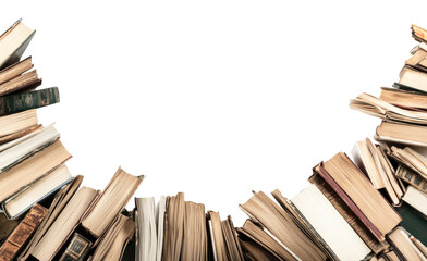 Obraz premium PNG Real books border frame background library white.