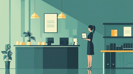 Entrepreneur receiving award for startup innovation, flat design illustration