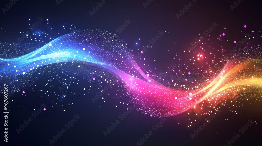 Poster abstract neon yellow speed glowing wavy lines present colorful light trails with an abstract motion 