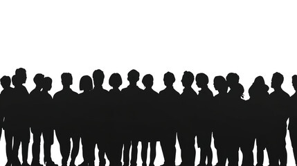 Naklejka premium Crowd silhouettes isolated on transparent background