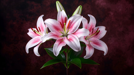 Fototapeta premium Set Elegant Blooming Lilies With Buds Cut Out