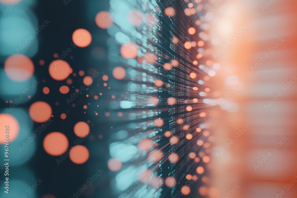Poster journey through light: a mesmerizing array of vibrant bokeh and data flowing in motion
