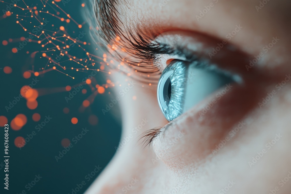 Poster exploring the intersection of technology and perception through a captivating visual experience