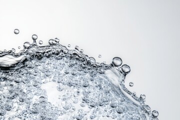 Skincare moisturizer product with macro bubbles. Hyaluronic acid skincare gel serum oil texture isolated on white background.