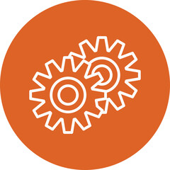 Gears line circle icon