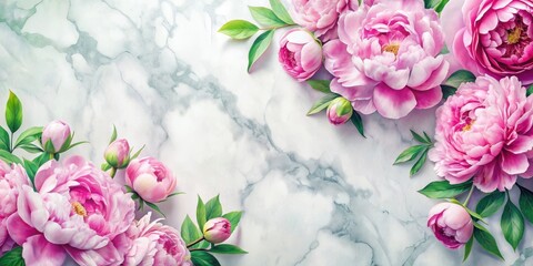 Abstract peonies painted in watercolor on a marble background, peonies, watercolor, abstract, art, floral, botanical