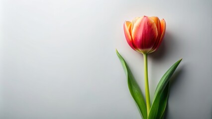 Minimalist photo of a tulip in full bloom, tulip, flower, blossom, minimalism, simplicity, elegant, delicate, petal