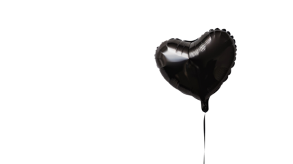 Black Heart-shape Foil Balloon Isolated on Png Background.