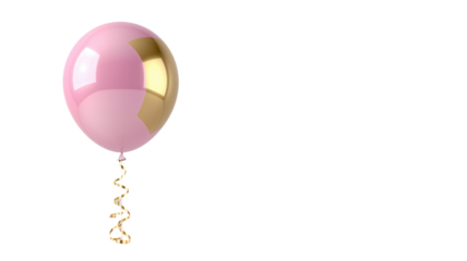 Floating Pink and Gold Balloon Element PNG.