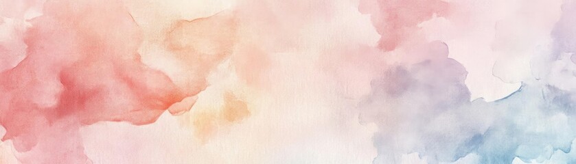 Fototapeta premium A soft, pastel watercolor abstract background blending hues of pink, blue, and cream, perfect for design projects or print media.