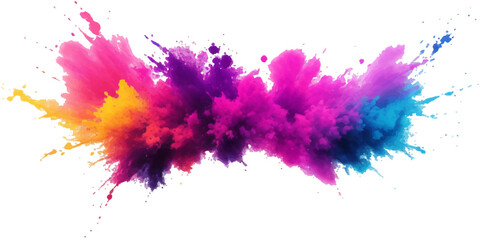 Multicolor powder explosion on White background. Colored cloud. Colorful dust explode. Paint Holi. colorful rainbow Holi paint color powder explosion with bright colors isolated white background.	