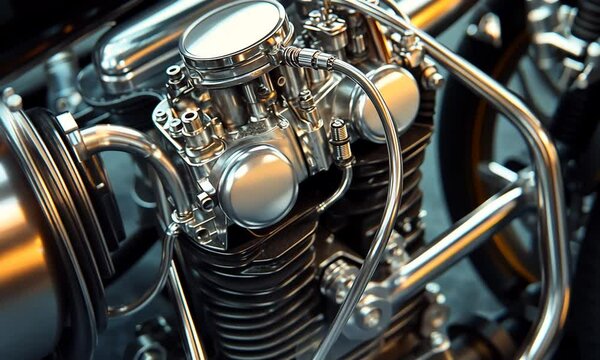 Close-up of a Motorcycle Engine