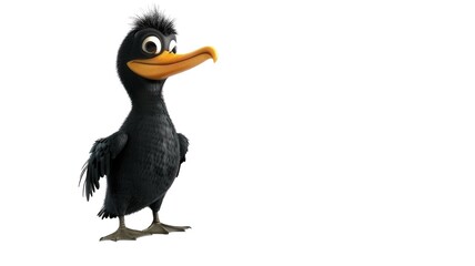 Naklejka premium Cute Cormorants Shag (Black Bird Chick) Isolated Png.