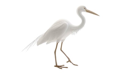 Fototapeta premium White Egret Bird Element on Png Background.