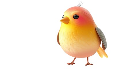 Cute Finch Bird 3D Character Isolated on Png Background.