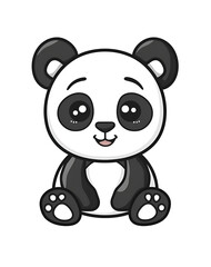 Fototapeta premium Cute, kawaii panda clip art, a simple vector graphic on a white background, Generative AI