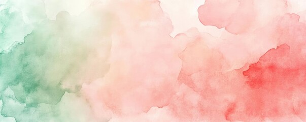 Obraz premium A beautiful watercolor background blending soft red and green hues, perfect for artistic projects, invitations, or website designs.