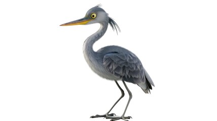 Heron Bird Isolated in Standing Pose Png.
