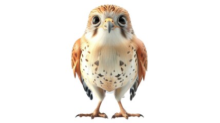 Naklejka premium Bird of prey perched or kestrel bird isolated on png background.