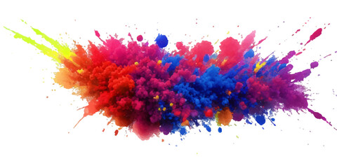 Multicolor powder explosion on White background. Colored cloud. Colorful dust explode. Paint Holi. colorful rainbow Holi paint color powder explosion with bright colors isolated white background.	