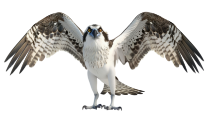 Aggressive Bird of Osprey (Eagle) Character Isolated on Png Background.