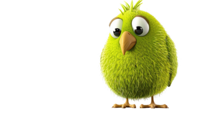 3D Cartoon Kiwi (Flightless) Bird Isolated on Png Background.