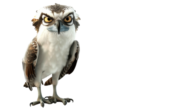 Aggressive Bird of Osprey (Eagle) Character Isolated on Png Background.