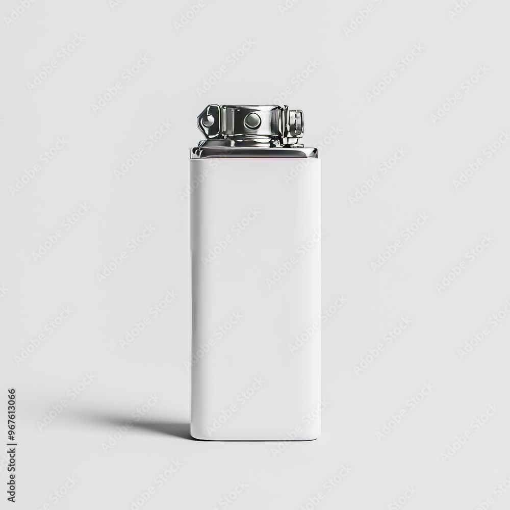 Poster a white blank lighter mock up stand with a thin video clip. an empty surface for presenting cigar-li