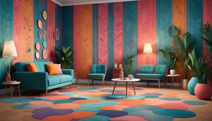 Photo interior modern design room 3d illustration;