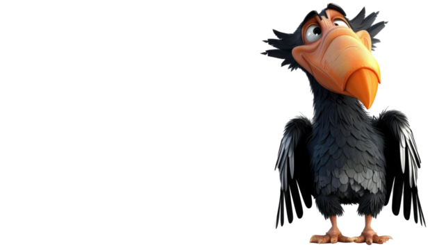 Angry Vulture Bird 3D Character Png.
