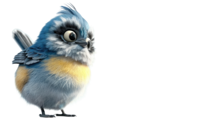 Titmouse Bird Character Isolated Png.