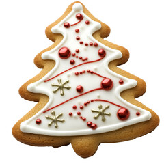 Obraz premium Christmas tree gingerbread cookie, cut out transparent