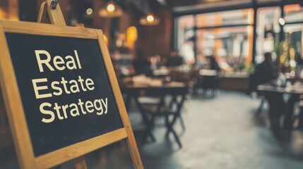 Real Estate Strategy Chalkboard Sign in Coffee Shop