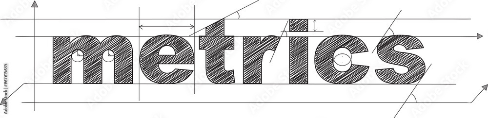 Poster metrics black draft text on transparent background