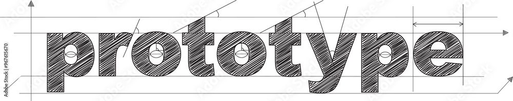 Poster prototype black draft text on transparent background