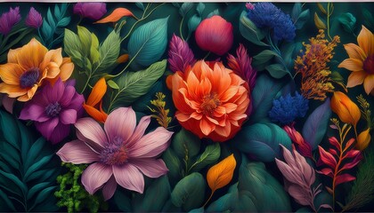  Beautiful flower composition for wallpaper. Generated image