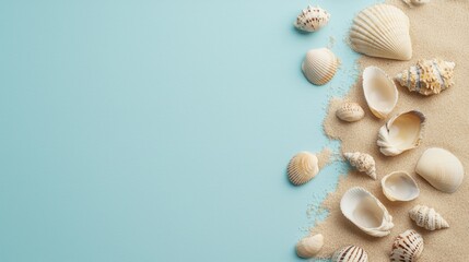 Obraz premium Shells border a summer composition
