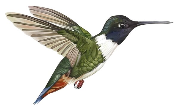 Flying Colorful Hummingbird Isolated on Png Background.