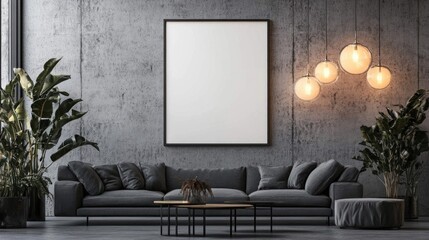 Industrial Chic Living Room with a Blank Canvas