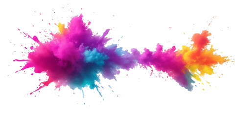 Multicolor powder explosion on White background. Colored cloud. Colorful dust explode. Paint Holi. colorful rainbow Holi paint color powder explosion with bright colors isolated white background.	