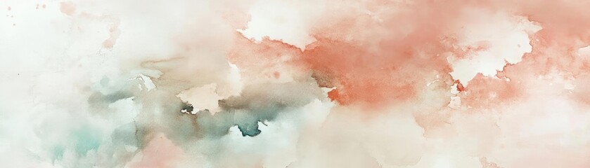 Obraz premium Abstract watercolor texture with soft hues of peach, teal, and cream. Ideal for backgrounds, art projects, and serene designs.