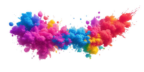 Multicolor powder explosion on White background. Colored cloud. Colorful dust explode. Paint Holi. colorful rainbow Holi paint color powder explosion with bright colors isolated white background.	