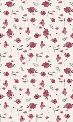 Pretty pink rose flower petals in a seamless pattern